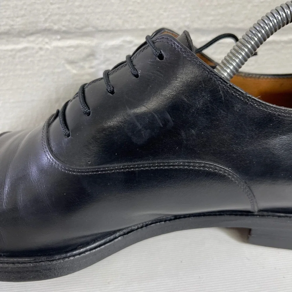 Salvatore Ferragamo Studio Black Leather Cap Toe Oxford Dress Shoes Men's 8 EE